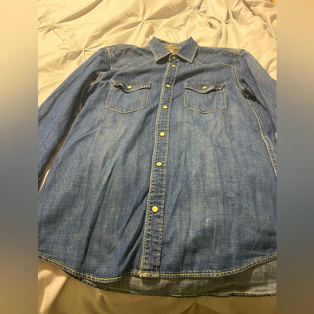 Men H&M blue regular fit denim shirt size S